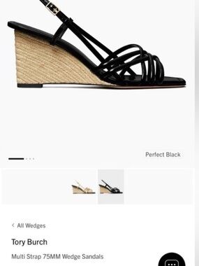 Tory Burch Black Multi-Strap Espadrille Wedge Sandals